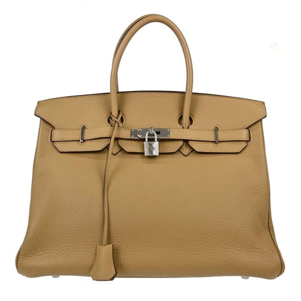 Hermes Birkin Light Togo With Palladium Hardware Beige Leather Handbag
